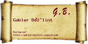 Gabler Bálint névjegykártya