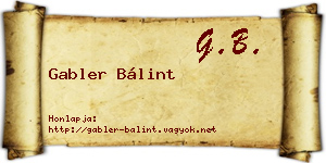 Gabler Bálint névjegykártya